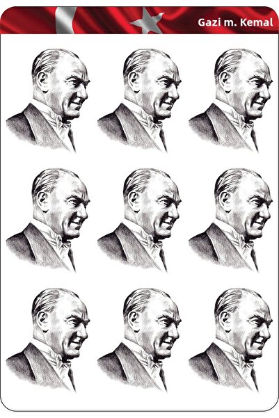 cakaybu Autocolant Gazi Mustafa Kemal Atatürk 7x6 CM 9 buc