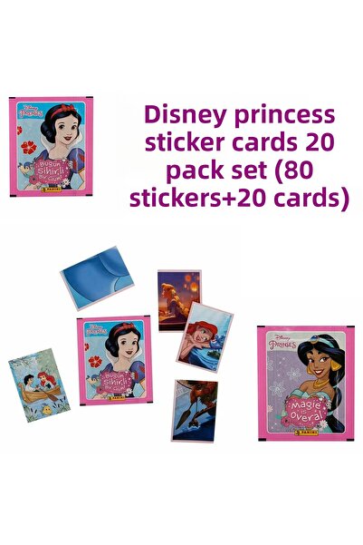 Panini Disney Princess Sticker Cards 20 Pack Set (80 Stickers+20 Cards)