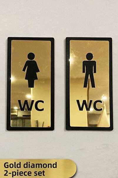Dekokonsept Wc Men and Women Set Directional Sign Gold Diamond Series