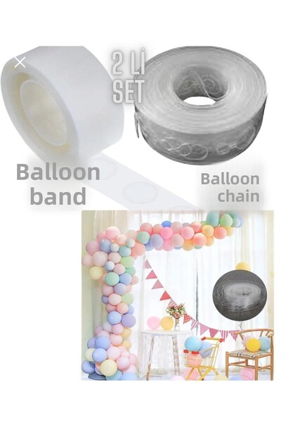 partyrüyası Balloon Chain Making Apparatus 5 Meters + 100 Pieces Double Sided...