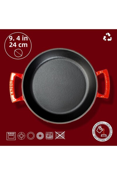 Lava Cast Round Sahan Cast Iron Solid Double Handle Diameter(Ø)24cm