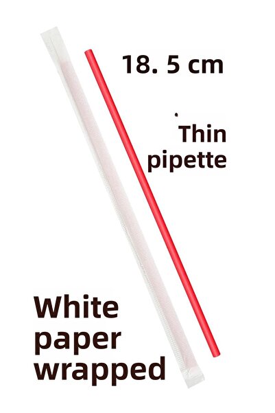 Balkan قشة شرب مسطحة ملفوفة بالورق للاستخدام مرة واحدة، 18.5 سم، رفيعة، 500 قطعة (يمكن أن تختلف الألوان)