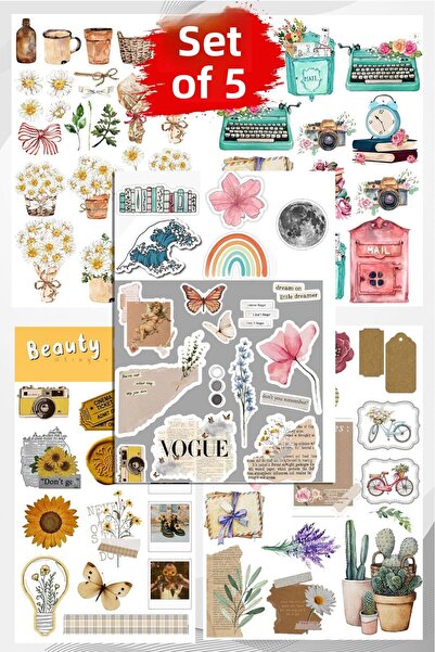 LiyaCraft 5 PIECES VINTAGE SET Planner Agenda Bullet Journal Suitable Set
