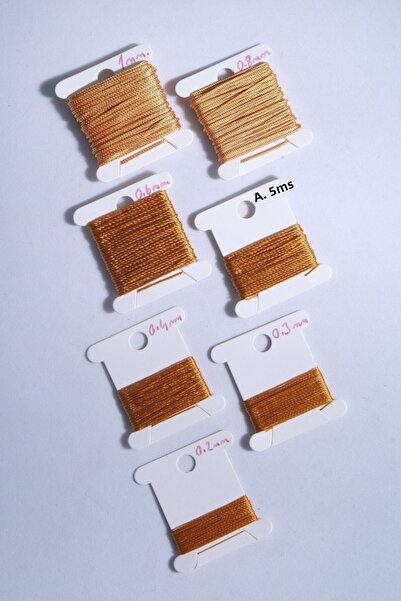 Eskişehir hobi sanat Σετ κλωστής χάντρες προσευχής 5 μέτρων 7 μεγεθών 0,2 mm 0,3 mm 0,4 mm 0,5 mm 0,6 mm 0,8 mm 1 mm χρυσό Σύνολο 35 μέτρα