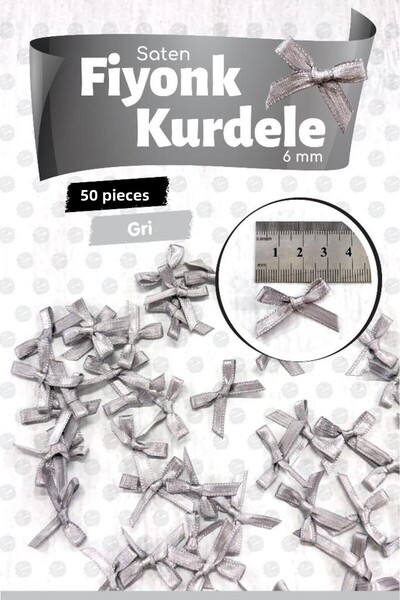 t tuğset etiket Panglică din satin 6 mm Ornament panglică cu fundă 50 buc -T1380