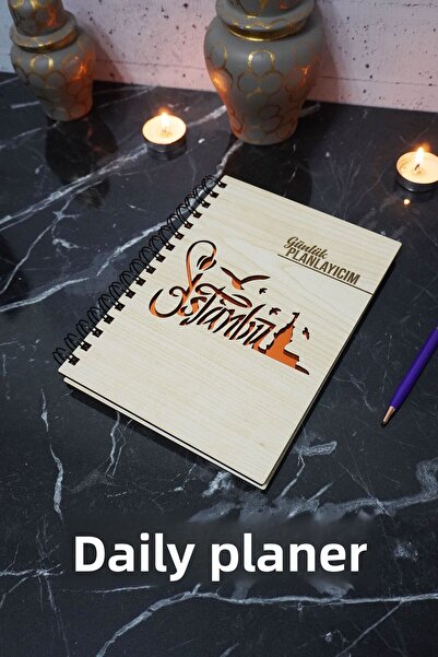 markcat دفتر الخطة الخشبي بتصميم إسطنبول - جدول زمني غير مؤقت - مخطط يومي ( د...