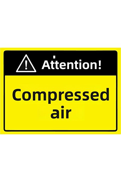 ZiPrinter انتبه! لافتة تحذيرية للهواء المضغوط PVC A5 مقاس 15x21 سم