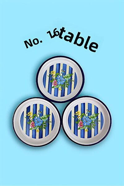 İnci Emaye 16 cm 3 Piece Enamel Plate Single Coffee Plate, Serving Plate Snack Plate, Gift,