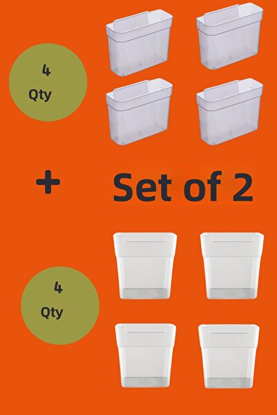 Eynel ثلاجة مكونة من 8 قطع - طقم مكون من 2 رف، مجموعة صناديق صغيرة متعددة الأ...