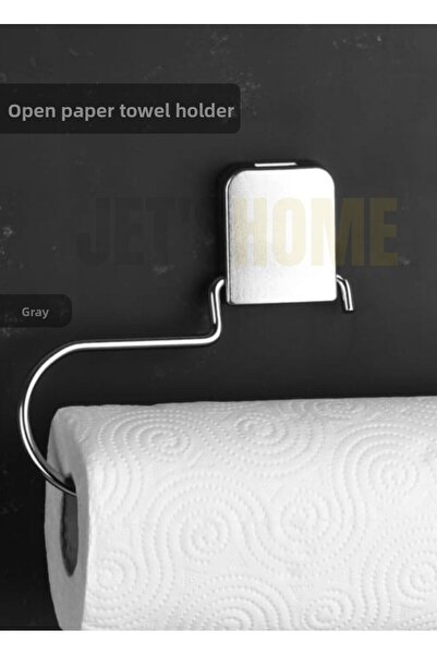 Jet's Home Adhesive Paper Towel Holder Stainless Napkin Holder Steel Bathroom Towel Holder Organizer Gray