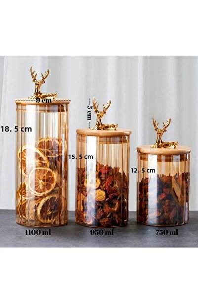 Grossberg Coffee Vacuum Borosilicate Set of 3 Glass Gold with Bamboo Lid