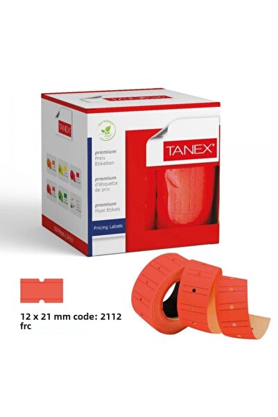 Tanex Etichetă de preț Roșu fluorescent în dungi Pachet de 12