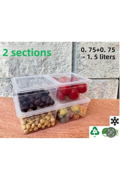 Hane216 ثلاجة ميكروويف سعة 1.5 لتر - 8 قطع، حاوية تخزين مكونة من حجرتين، مناس...