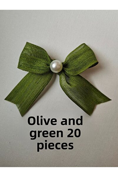 SEVİMLİ TASARİMLAR شريط كتان نابولي جاهز بفيونكة مزينة باللؤلؤ (20 قطعة)