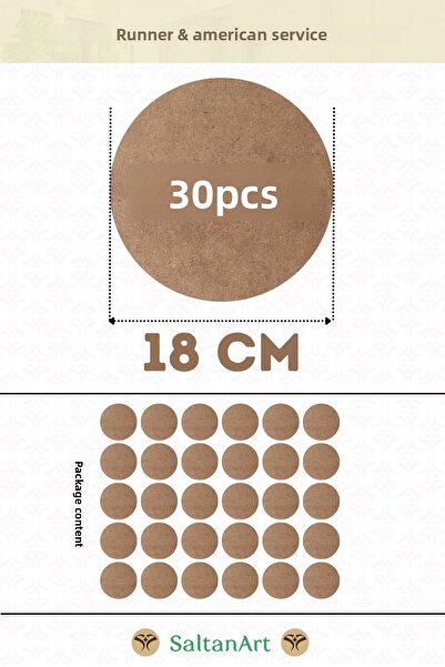 SaltanArt 18 سم قطر 30 قطعة شاحن الخدمة الأمريكية MDF Drolit تحت المغناطيس خش...