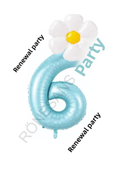 RÖNESANS PARTİ مجموعة بالونات من رقائق الأقحوان باللون الأزرق والأبيض لعمر 6 ...