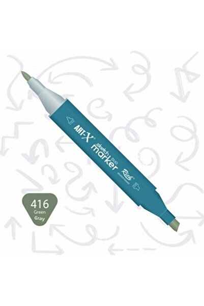 Art Tone قلم تحديد رسم مزدوج النهاية من ART-X يعتمد على الكحول 416 أخضر رمادي