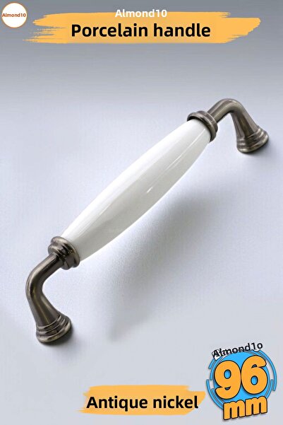 Badem10 Zerrin Porțelan Nichel Antic 96 Mm Mobilier Bucătărie Sertar Dulap Dulap Mâner Capac Mâner Mâner
