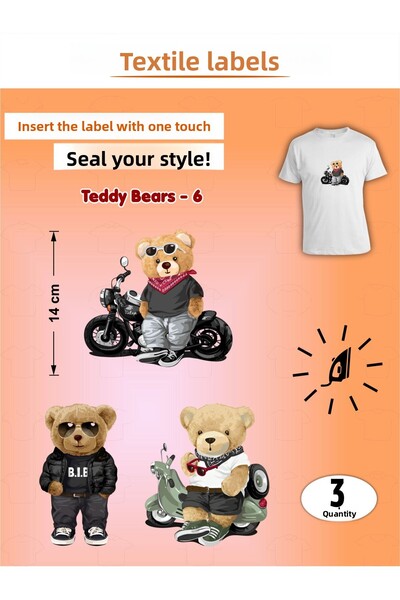 AGG Reklam علامة الملابس التي يتم لصقها بالكي تيدي بيرز - مجموعة من 6 قطع