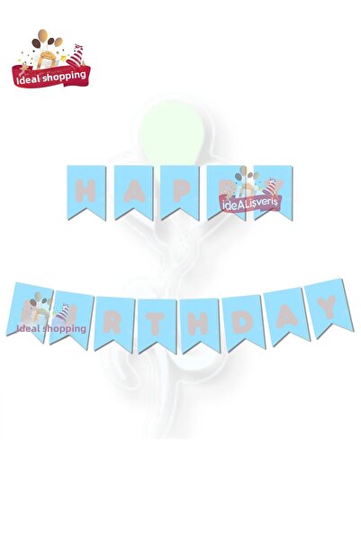 BKMC PARTY Happy Birthday Silver Leaf Banner Birthday Lettering