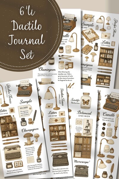 Hume Craft مجموعة من 6 ملصقات تحت عنوان الآلة الكاتبة مناسبة لجدول أعمال مجلة Bullet Journal