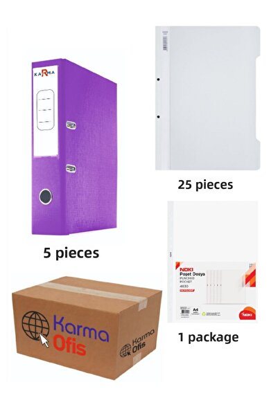 KarmaOfis Purple Color Wide Office Folder Ring Binder and Bag File Set 1