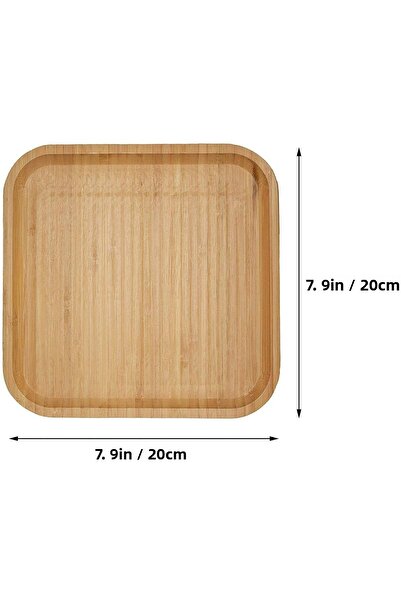 BALSA 2 Pcs Bamboo Luxury Square Serving Tray 20*20cm, Bamboo Presentation Tray & Snack Tray Square Presentation Plate