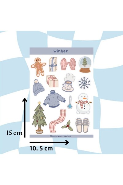 Songwol Studios Autocolant A6 tematic de sezon de iarnă - Decal, Bullet Journ...