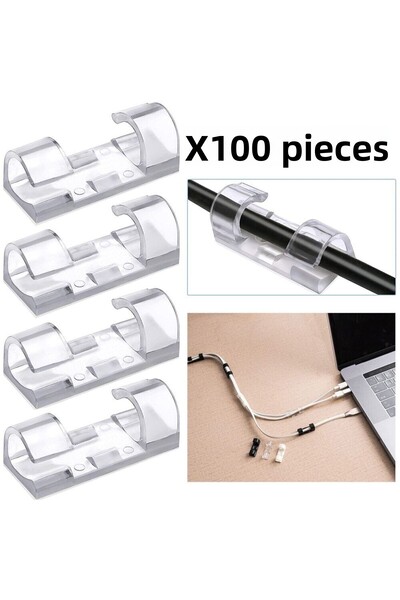 Sekiz8 100 قطعة من مثبتات الكابلات - حامل كابلات زجاجية لبلاط الحائط، مشابك م...