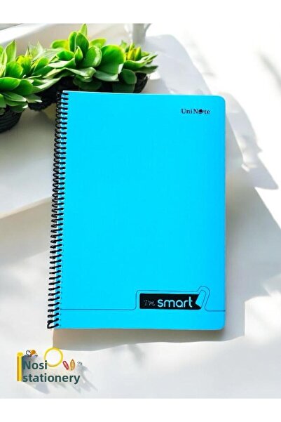 Nasip Kırtasiye 72 Sheets Checkered Notebook Plastic Cover Spiral Ring School Notebook A4 Size Light Blue