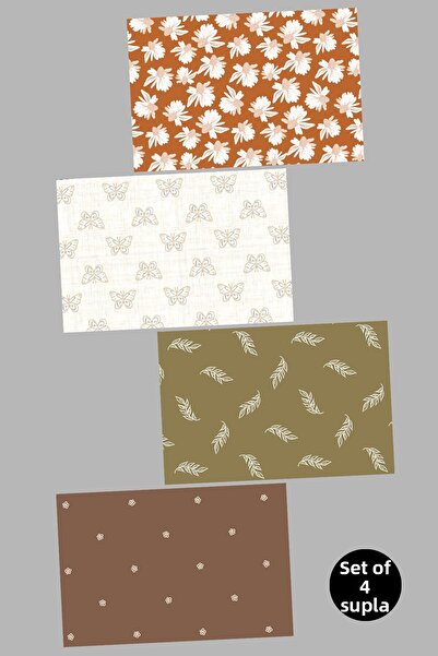 EsnafAli طقم سرير أمريكي منقوش على شكل ورقة فراشة باللون البني الكريمي مكون م...