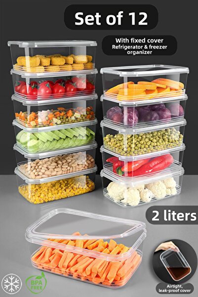 Meleni Home 12 τεμάχια αδιάβροχο δοχείο αποθήκευσης με αυτοκαλύμματα, κατάλλη...