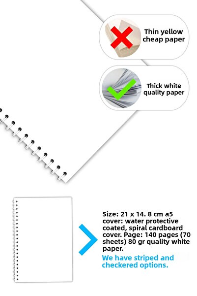 Copyrite Set de caiete cu dungi de 4 (21 X 14,8 cm 70 coli) Set de caiete pentru școală, afaceri, planificare