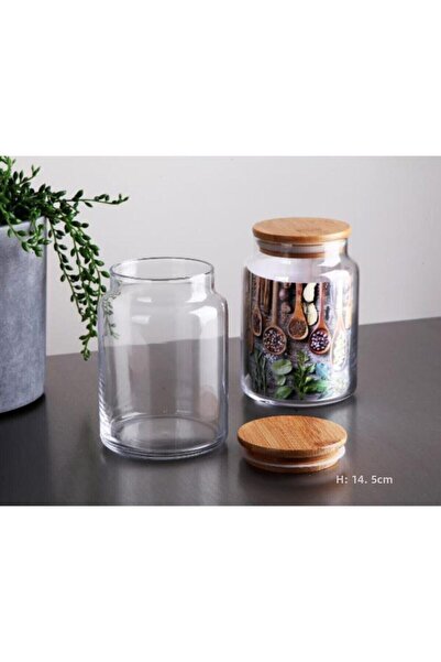 Kapris 9-Piece Glass Jar Storage Container Spice Rack with Bamboo Lid