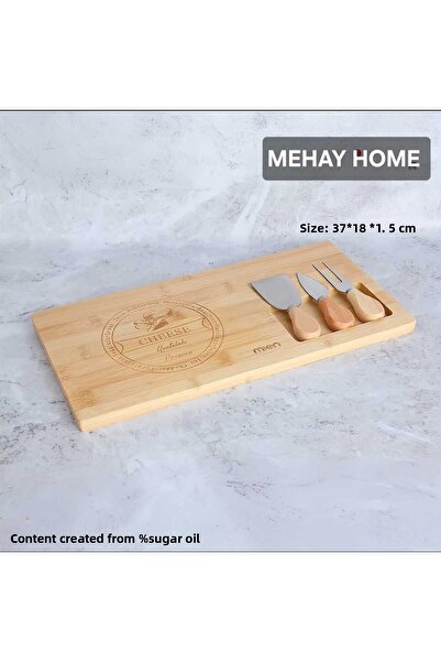 MEHAY HOME 4 Piece Bamboo Luxury Natural Bamboo Cheese Presentation Set with ...