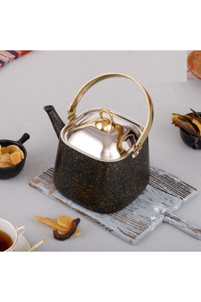 Evren Gold Stone Square Herbal Tea - 1.25 lt Teapot, Small Size