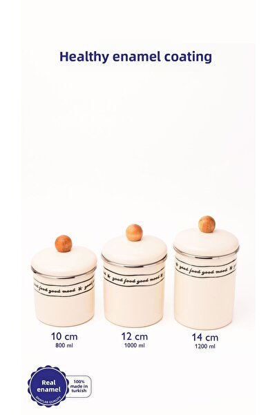 EMAYlab Mood Wooden Top Enamel Jar/Spice Holder Set