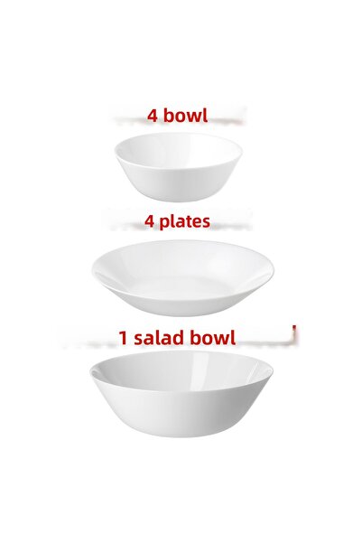 IKEA Quality 4 Pieces Dinner Plates Diameter 20 Cm, 4 Pieces Bowls Diameter 1...