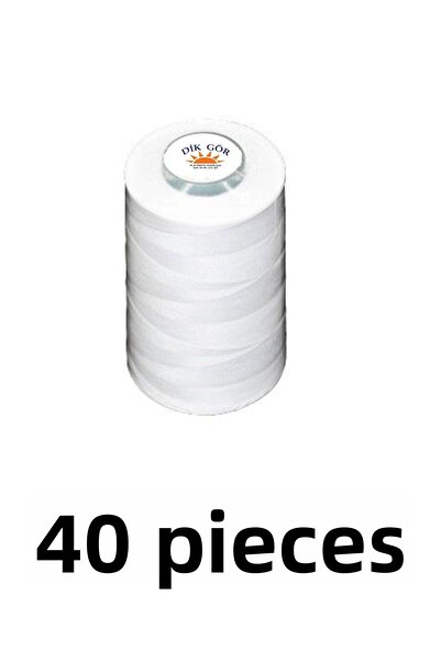 Tuana İplik White Polyester Sewing Thread - 40 Pieces, Size 120, 5000 Meters