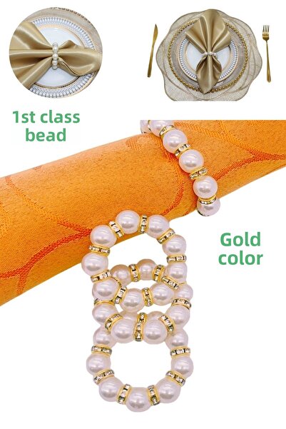 Armashine Metal and Crystal Hoops with Pearls - 6 Pcs Napkin Rings