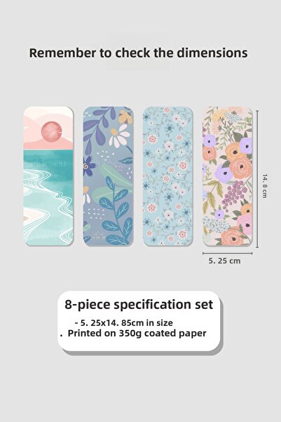 Eldesen Tasarım مجموعة إشارات مرجعية مكونة من 8 قطع على شكل زهرة - 5.25x14.85 سم، رفيعة