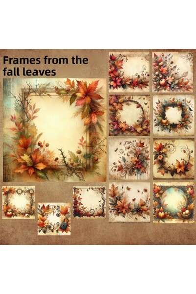 Pink Swan Craft Rame din flori de toamnă Vintage 12 buc. Etichetă autocolantă pentru album de însemnări Bullet Journal Mat Planer