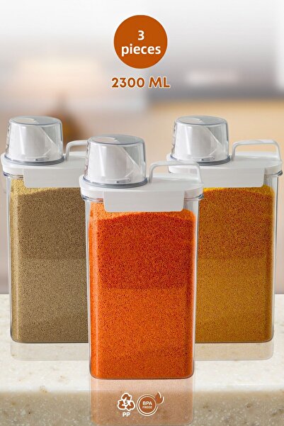 grimorlife 3-Piece Leak-Proof Storage Supply Storage Container Tea Coffee Storage Box - 2300 ml