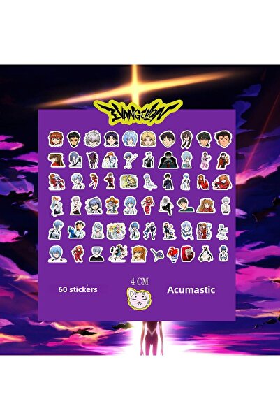 Akumastik Set de autocolante Neon Genesis Evangelion 60 buc - Autocolant Anim...