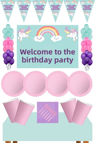 UNICORN زينة عيد ميلاد خضراء مكونة من 8 أشخاص - مجموعة حفلات مقاس 70 × 100 سم