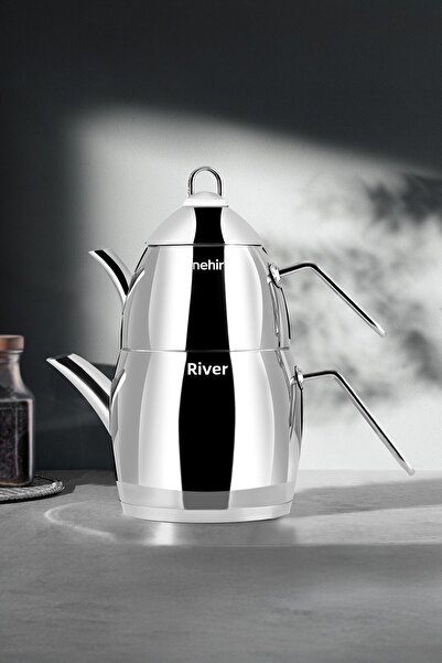 Nehir Florina Midi Medium Size Stainless Steel 0.85-1.70 Lt. Teapot Set