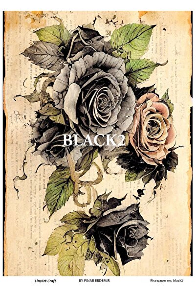 LİNEART Black2 Brass Decopage Paper - 29X42Cm