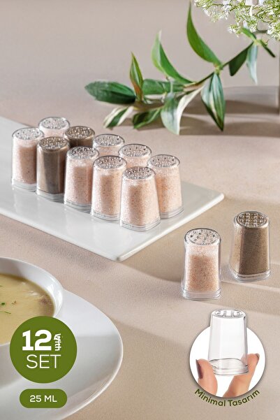Vienev مجموعة مكونة من 12 ملاعق صغيرة للملح والفلفل باللون الشفاف