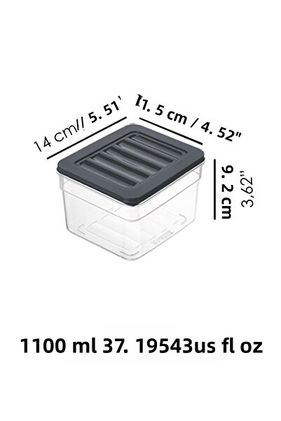 Meleni Home Microwave Compatible Organizer Set of 8 - Food Food Storage Container 1100ml Anthracite