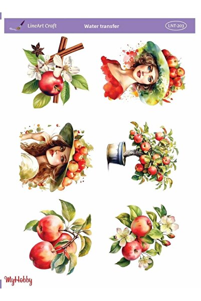 LİNEART عصير نقل منقوش باللون الأحمر التفاح والقرفة LNT-203 - 25x35